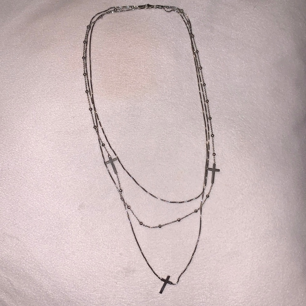 Cross 3 Layer connected necklace